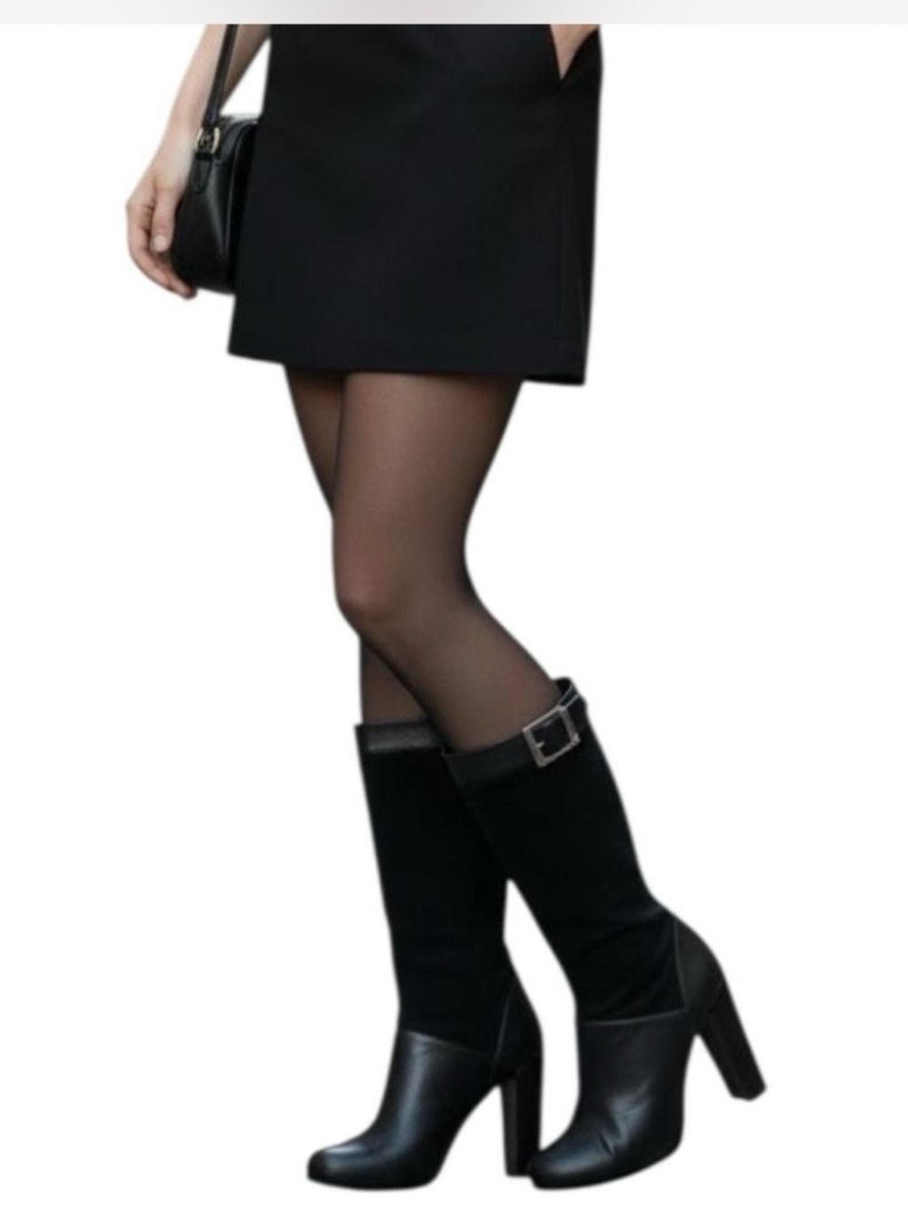 RACHEL ZOE Black Mid-Calf Heeled Boots for Women Size 9
